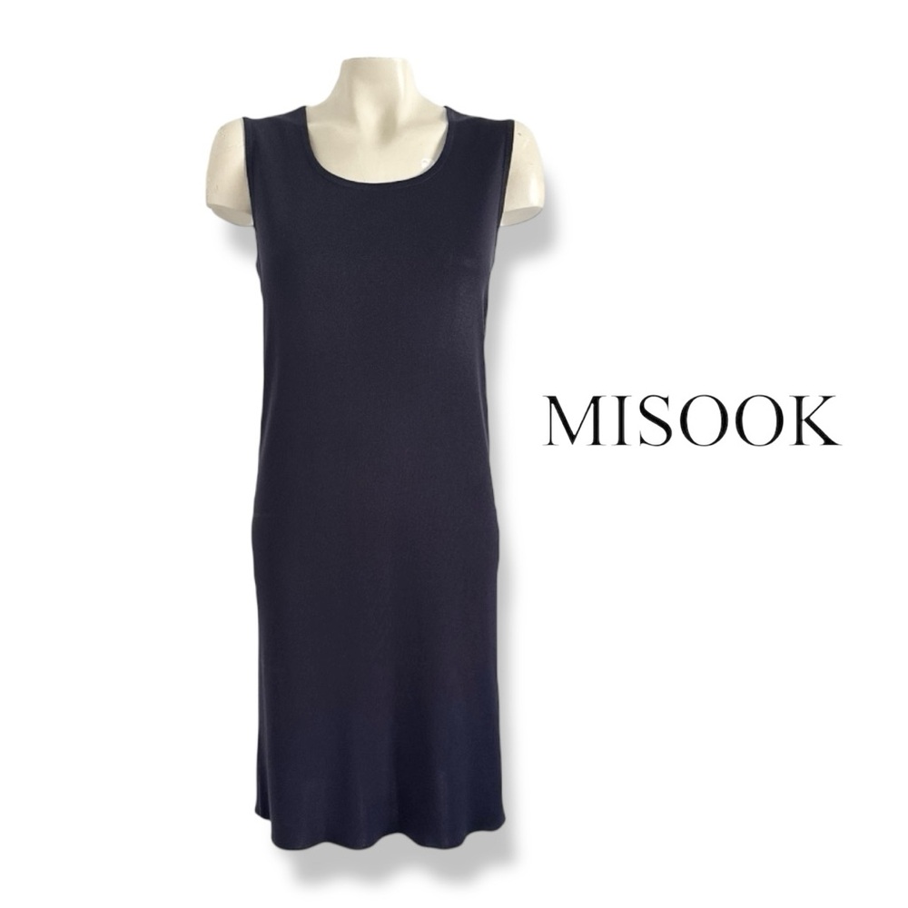 Misook Navy Sleeveless Scoop Neck Knit Dress